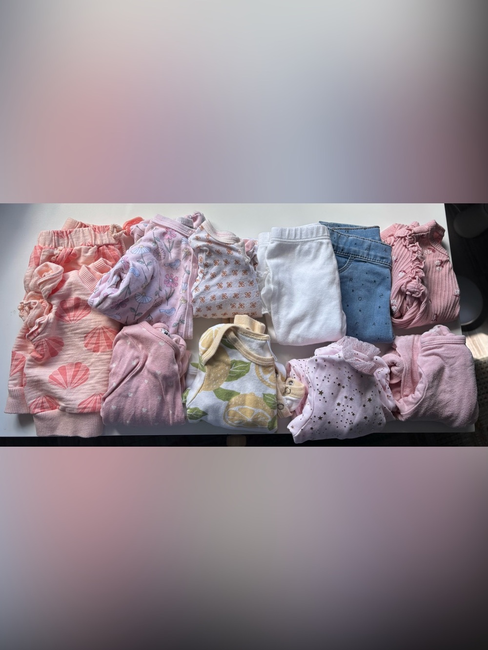 Baby girl girlie sleeper pants & outfit bundle 0-3m